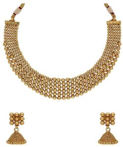 CNB30983 Gold Finish Antique Necklace Set