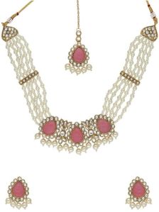 CNB34896 Gold Finish Kundan Necklace Set