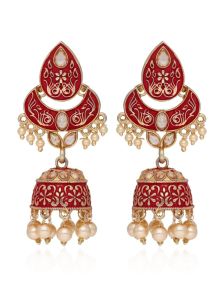 Gold Finish Meenakari Jhumka Earrings