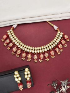 CNB9334 Gold Finish Kundan Necklace Set