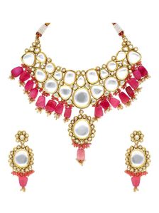 CNB9356 Gold Finish Kundan Necklace Set