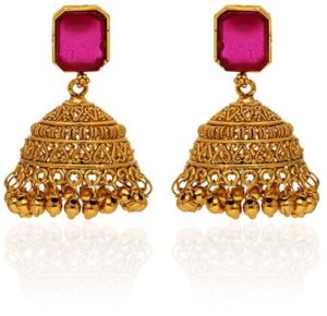 Gold Finish Antique Jhumka Earrings