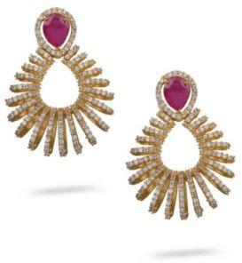 Gold Finish CZ American Diamond Earrings