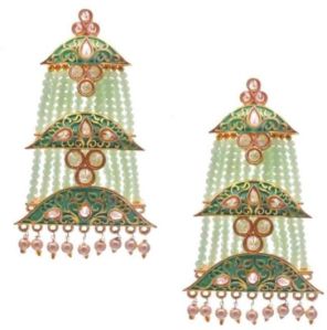 Gold Finish Meenakari Long Earrings