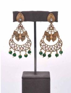 Matt Gold Finish Antique Long Earrings