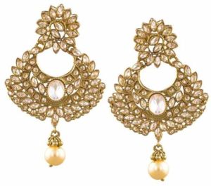 MT506 Gold Finish Reverse AD Long Earrings