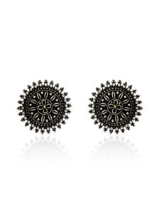 Silver Finish Oxidised Tops Earrings