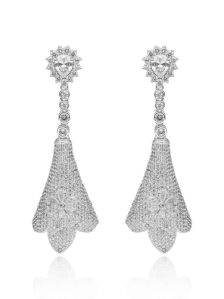 Rhodium Finish CZ American Diamond Jhumka Earrings