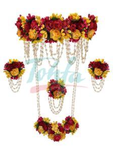 CNB19177 Gold Finish Floral Bridal Necklace Set