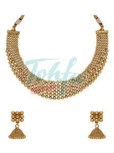 CNB30983 Gold Finish Antique Necklace Set