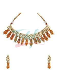 CNB9333 Gold Finish Kundan Necklace Set