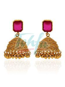 Gold Finish Antique Jhumka Earrings