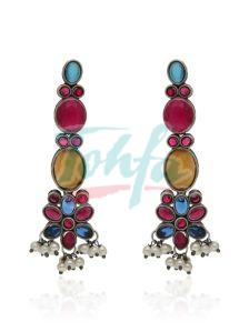 CNB31533 Multicolor Color Oxidised Long Earrings
