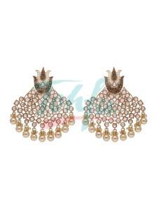 CNB21797 Rose Gold Finish Reverse AD Long Earrings