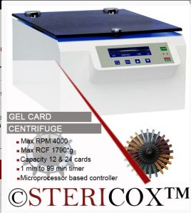 Blood bank gel card centrifuge