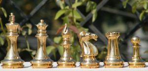 KNM2 Staunton Knight Brass Chess Pieces