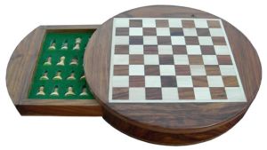KRM01 Round Magnetic Wooden Chess Board