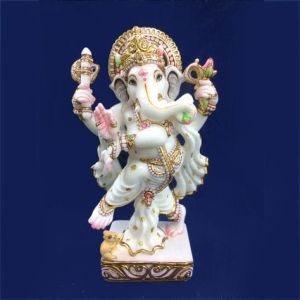 Marble Dancing Ganesh Statue