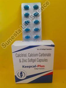 Calcium Carbonsate 500mg , Calcitriol25mcv, Zinc 7.5mg  Keepcal-Plus Softgel Capsules