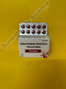 SODIUM FEREDETATE 231 MG , Cyanocobal min 1.5mg &folic acid Ferifer Tablets