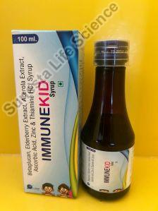 Betaglucan, Elderberry Ectract, Acerola Extract , Ascorbic Acid , Zinc& Thiamine HCL Immunekid Syrup