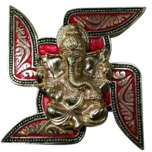 Metal Swastik Ganesh Statue