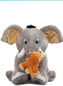 Elephant Soft Toy with Monkey