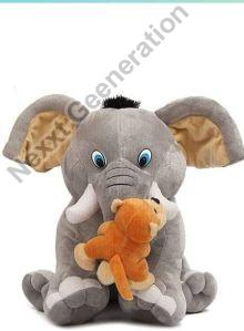 Elephant Soft Toy with Monkey