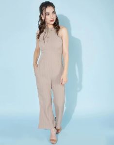 Beige Halter Neck Jumpsuit