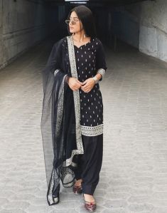 Black Embroidered Punjabi Suit