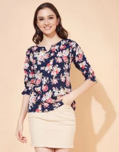 Blue Floral Printed Top