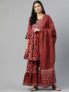 cotton flared kurta dupatta sharara set