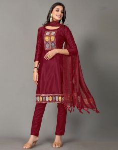 Embroidery Silk Unstitched Salwar Suit
