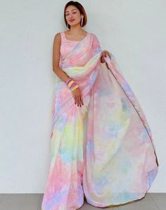 Multicoloured Sequence Pre-draped Saree