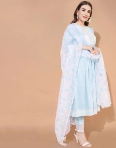 muslin kurti pant dupatta set