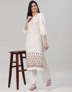 Off White Pigment Printed Kurti