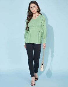 Olive Green bishop sleeves Top