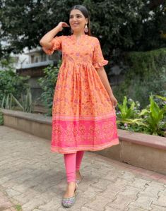 Orange Flared Kurti