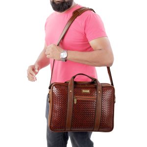 FLLB10CHTYRUST Hard Craft PU Leather Office Messenger Bag