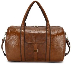 LDB04CROCOFLPRUST BUCKSKIN Textured PU Leather Stylish Duffle Bags