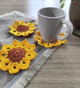 Sunflower Shape Cotton Tea Coaster