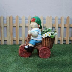 Boy on Cycle Pot Planter