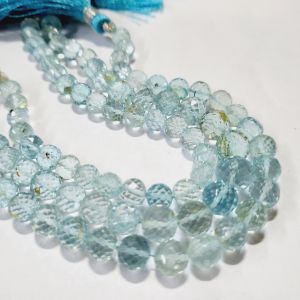 Natural Blue Topaz Faceted Round 5mm to 7mm Stone Beads