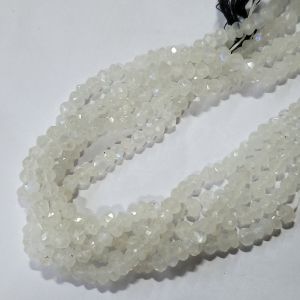 White Rainbow Moonstone Faceted rondelle stone Beads