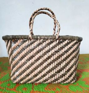 Woven leather tote bag
