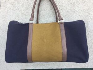 Leather Canvas Travel Duffle Bag
