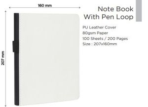 PU Leather Cover Notebook with Pen Loop
