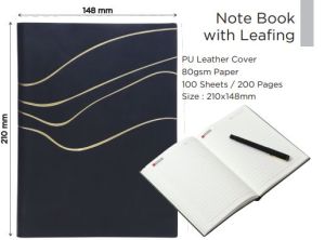 PU Leather Cover Notebook with Leafing