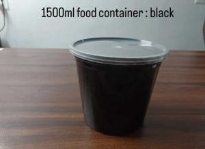 1500 ml Black Reusable Plastic Food Container