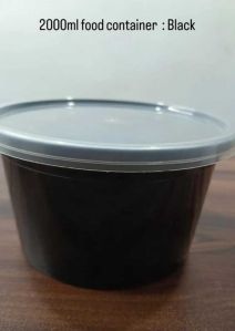 2000 ml Black Reusable Plastic Food Container